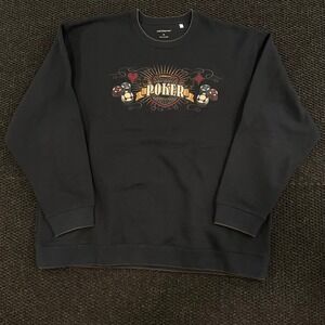 Croft & Barrow Mens XL Black Annual High Stakes Poker Tournament Graphic Sweater